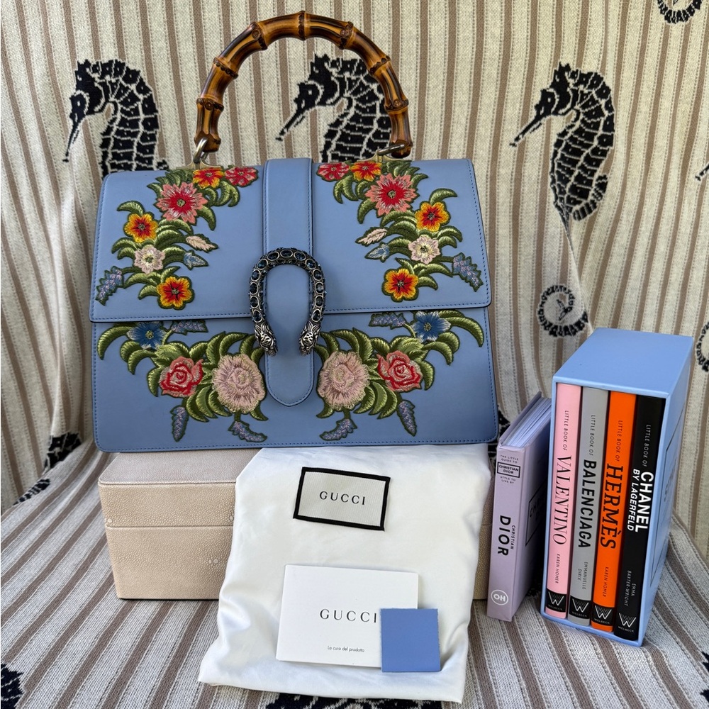 Gucci Blue Dionysus large top handle bag & adjustable crossbody strap